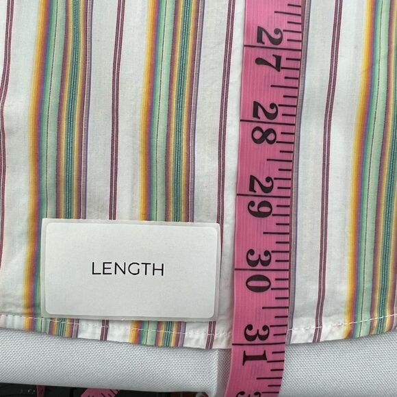 Men's Thomas Pink Striped Long Sleeve French Cuff Dress Shirt 16 1/2 /42 cm - Picture 8 of 9